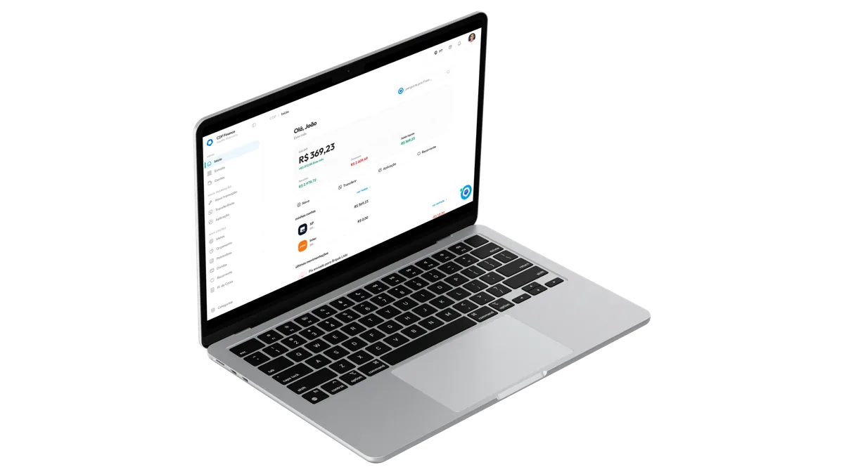 App CDF Finance aberto em um notebook